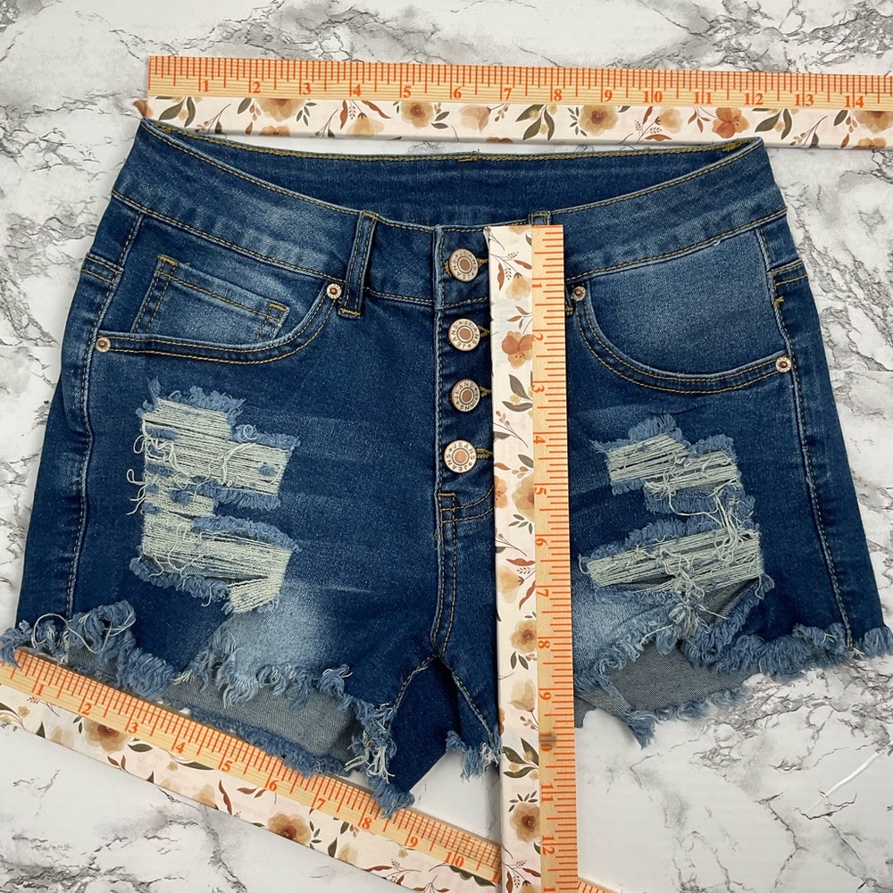 Women’s Distressed SHORT Shorts‎ easy butterfly w/ Frayed Ends SzS Vantage Soft - Picture 4 of 4